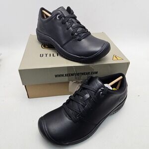 KEEN Utility PTC Oxford Womens 9 Black Leather Slip Resistant Work Shoes 1006980